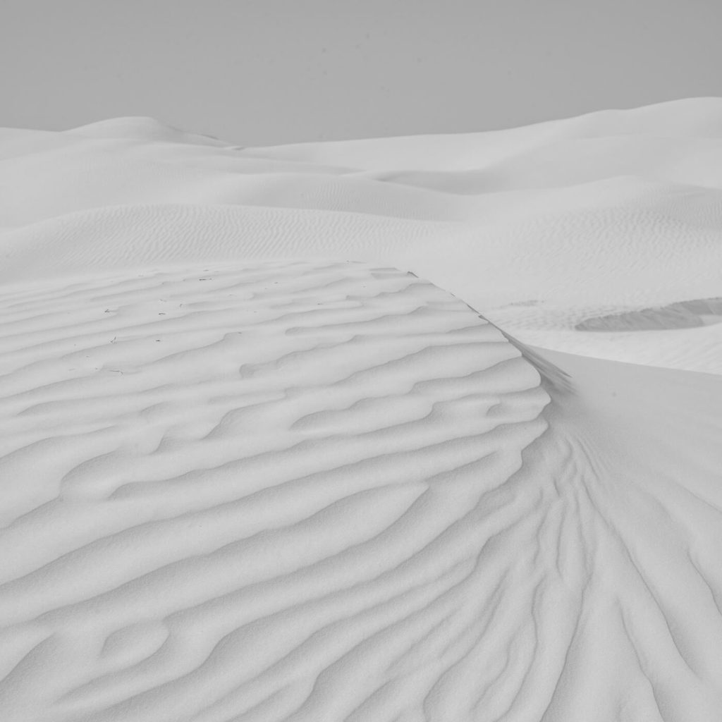 Photo en noir et blanc du désert du Sud de la Tunisie.