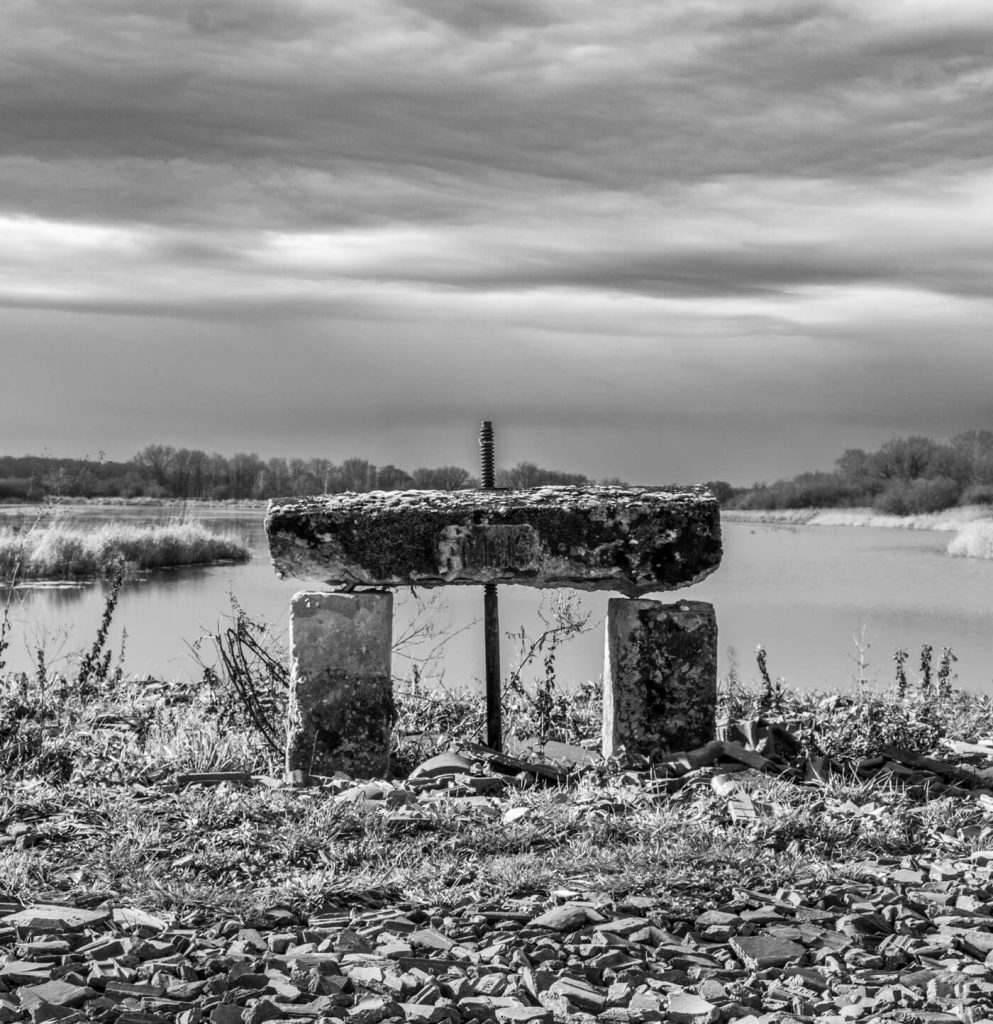 D'accord, voici la correction : Photo en noir et blanc d'une Thou de Vidange d'Etang dans la Dombes, dans l'Ain.